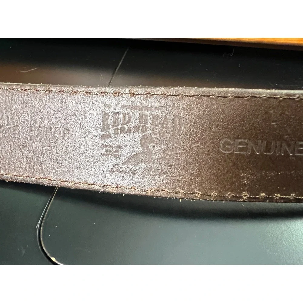 RedHead Mens Brown Genuine Leather Belt Size 42 Silver Buckle Made in Mexico